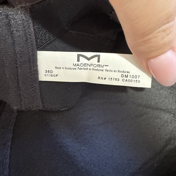 NWT Maidenform 36D Full Slip Bra Shapewear Slimming Black Satin Adjustable - Picture 9 of 10